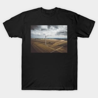 Aerial view of windmill against cloudy sky T-Shirt